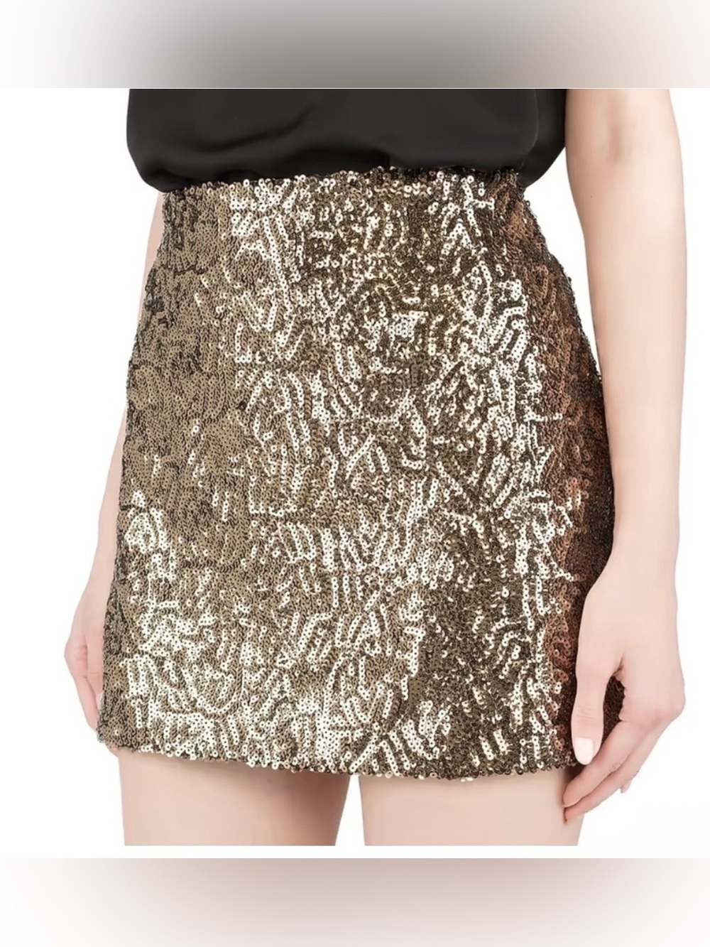 THE KOOPLES Gold Sequin Mini Skirt - size FR 4